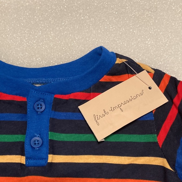 ⭐️ Host Pick! ⭐️ 2/$25 ❤️ NWT-First Impressions Boys Striped Button Tee - 12M - Picture 4 of 8